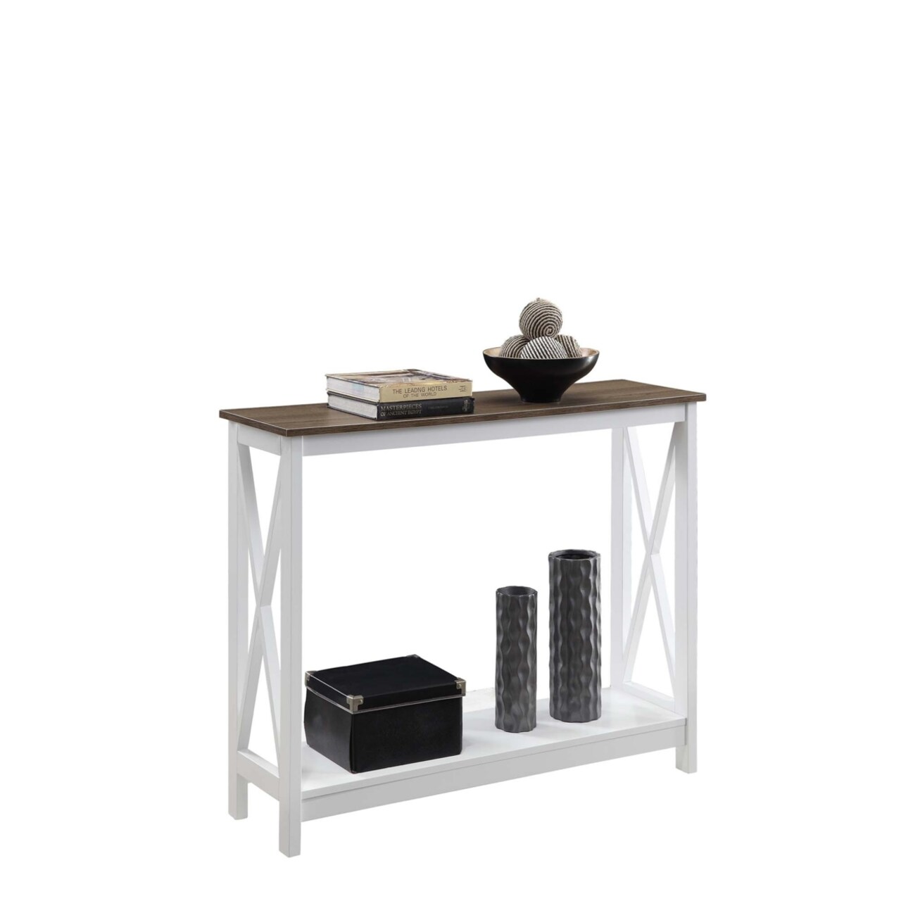Convenience Concepts Oxford Console Table, Driftwood and White